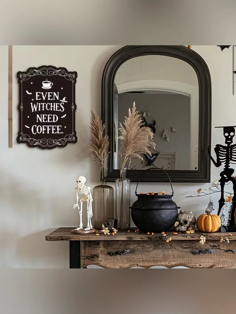 Halloween Even Witches Need Coffee  Decorative Sign